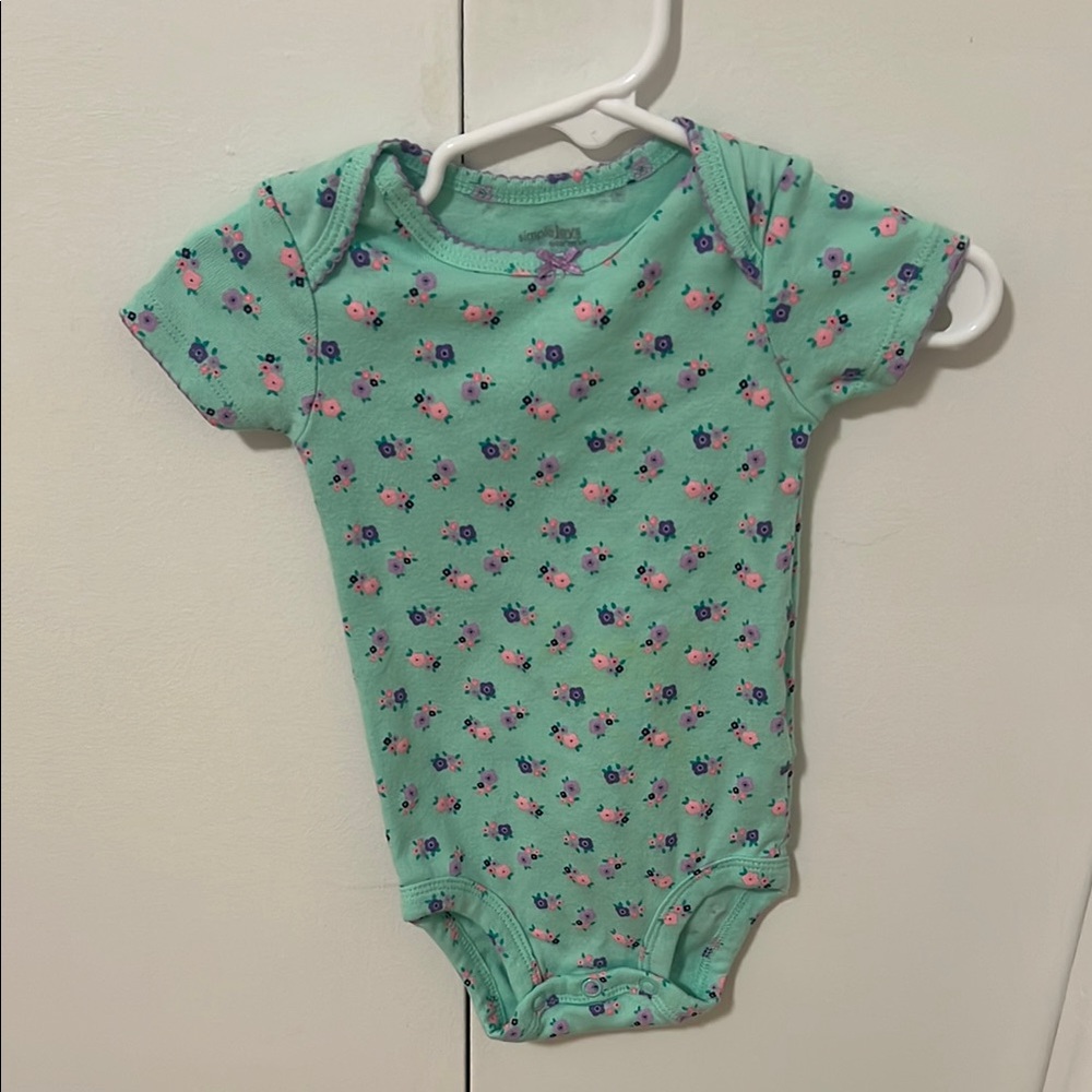 Green and Pink Bodysuit with Cap Sleeves